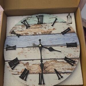 Rustic Wall Clock with Black Roman Numerals